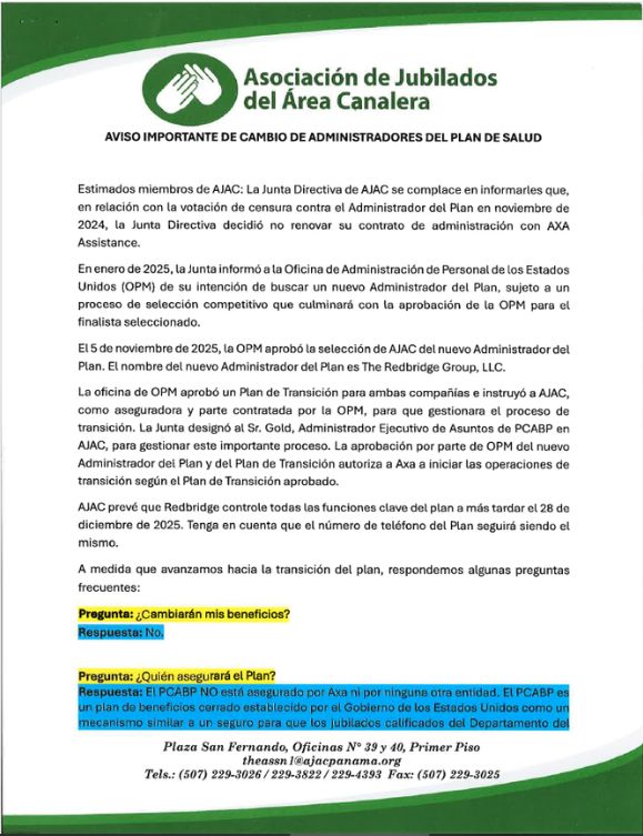 AVISO IMPORTANTE - ESPAÑOL
